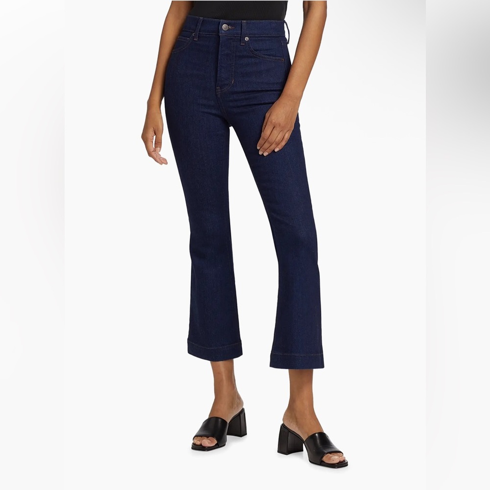 Veronica Beard Dark Indigo Wide Leg Cropped Jeans